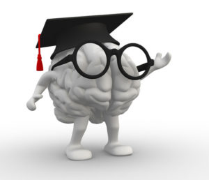 3d human brain with arms and legs, Graduation cap
